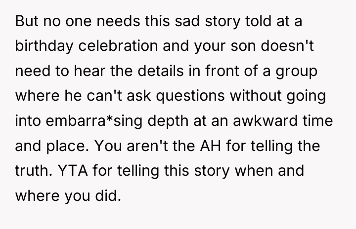 But no one needs this sad story told at a...