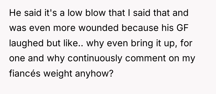 He said it's a low blow that I said that...