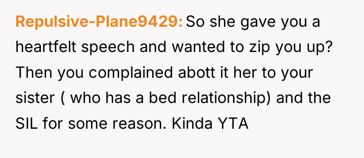 Repulsive-Plane9429 So she gave you a heartfelt speech and wanted...
