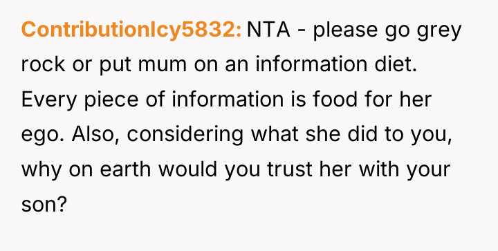 ContributionIcy5832 NTA - please go grey rock or put mum...
