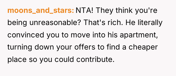 moons_and_stars NTA! They think you're being unreasonable? That's rich. He...