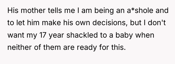 His mother tells me I am being an a*shole and...