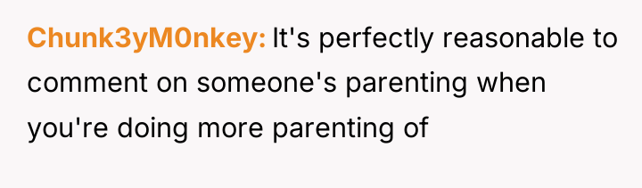 Chunk3yM0nkey It's perfectly reasonable to comment on someone's parenting when...