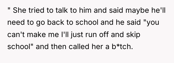 " She tried to talk to him and said maybe...