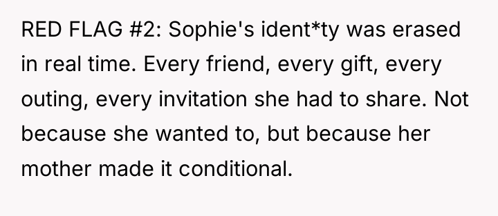 RED FLAG #2: Sophie's ident*ty was erased in real time....