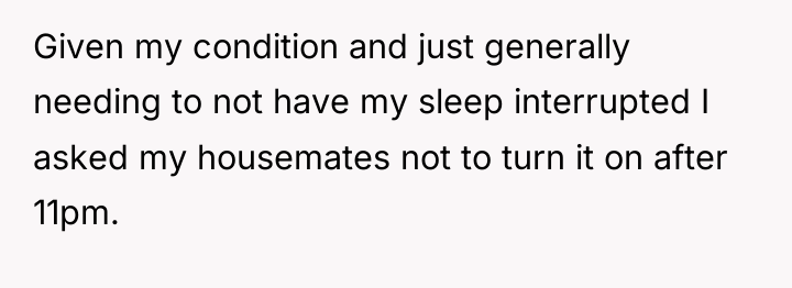 Given my condition and just generally needing to not have...
