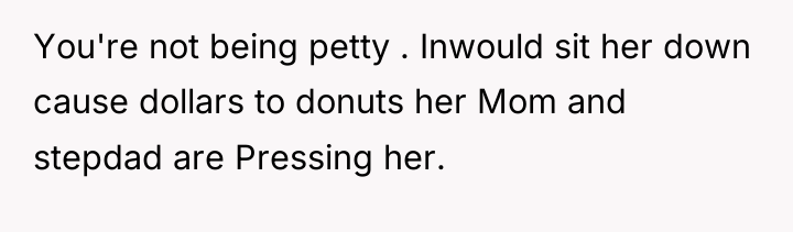 You're not being petty . Inwould sit her down cause...