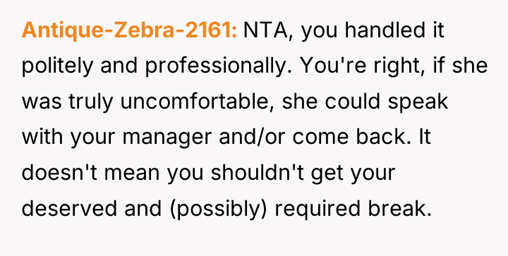 Antique-Zebra-2161 NTA, you handled it politely and professionally. You're right,...