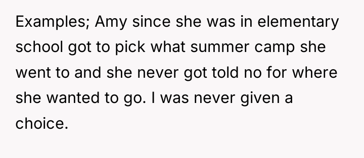 Examples; Amy since she was in elementary school got to...