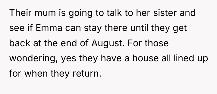 Their mum is going to talk to her sister and...