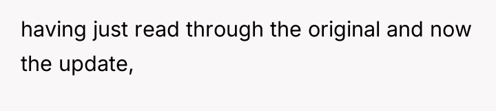 having just read through the original and now the update,