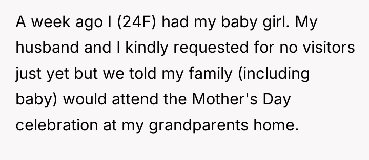 A week ago I (24F) had my baby girl. My...