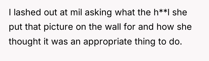 I lashed out at mil asking what the h**l she...