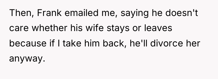 Then, Frank emailed me, saying he doesn't care whether his...