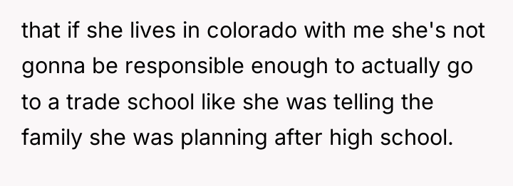 that if she lives in colorado with me she's not...