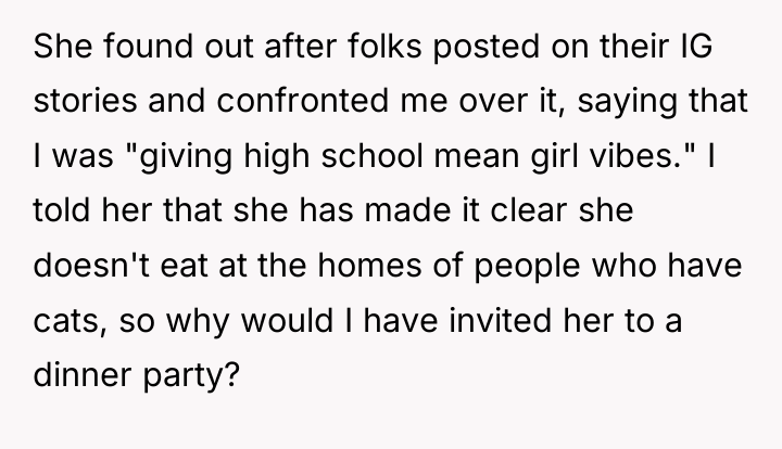 She found out after folks posted on their IG stories...