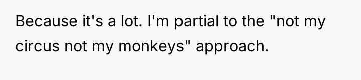 Because it's a lot. I'm partial to the "not my...
