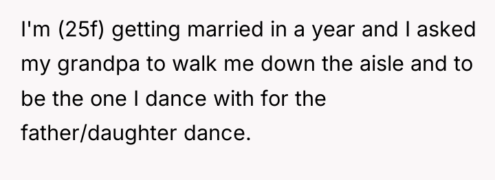 I'm (25f) getting married in a year and I asked...