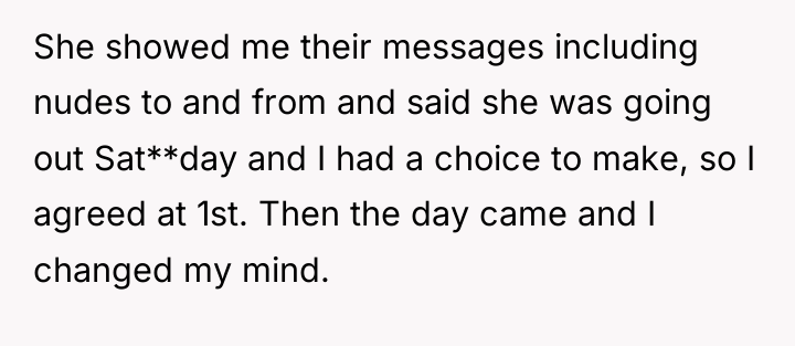 She showed me their messages including nudes to and from...