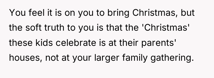 You feel it is on you to bring Christmas, but...