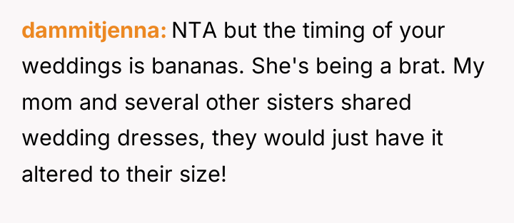 dammitjenna NTA but the timing of your weddings is bananas....