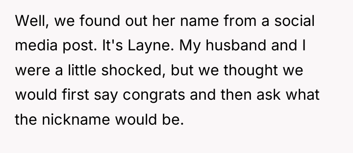 Well, we found out her name from a social media...