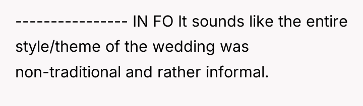 ---------------- IN FO It sounds like the entire style/theme of...