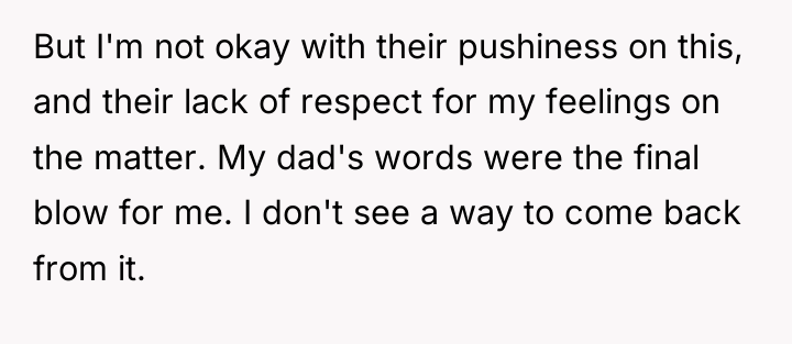 But I'm not okay with their pushiness on this, and...