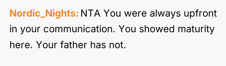 Nordic_Nights NTA You were always upfront in your communication. You...