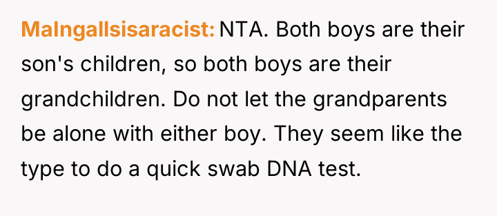 MaIngallsisaracist NTA. Both boys are their son's children, so both...