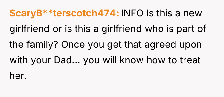 ScaryB**terscotch474 INFO Is this a new girlfriend or is this...