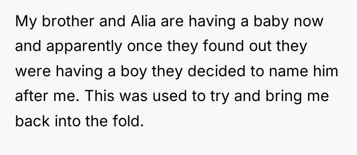 My brother and Alia are having a baby now and...
