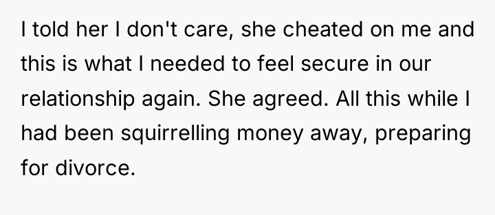 I told her I don't care, she cheated on me...