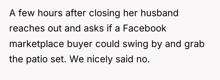 A few hours after closing her husband reaches out and...