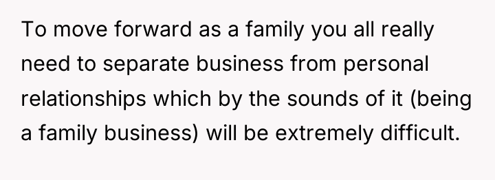 To move forward as a family you all really need...