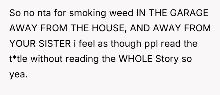 So no nta for smoking weed IN THE GARAGE AWAY...