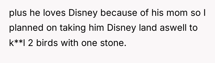 plus he loves Disney because of his mom so I...
