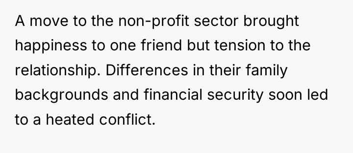 A move to the non-profit sector brought happiness to one...