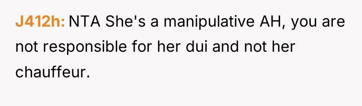 J412h NTA She's a manipulative AH, you are not responsible...