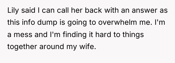 Lily said I can call her back with an answer...