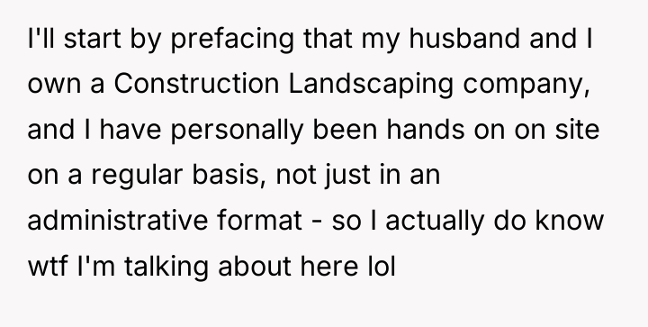 I'll start by prefacing that my husband and I own...