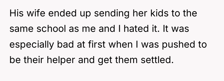 His wife ended up sending her kids to the same...