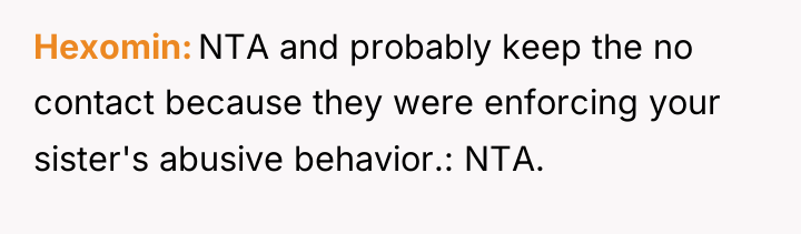 Hexomin NTA and probably keep the no contact because they...