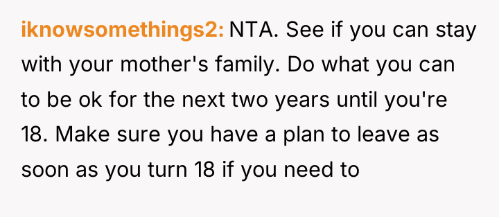 iknowsomethings2 NTA. See if you can stay with your mother's...