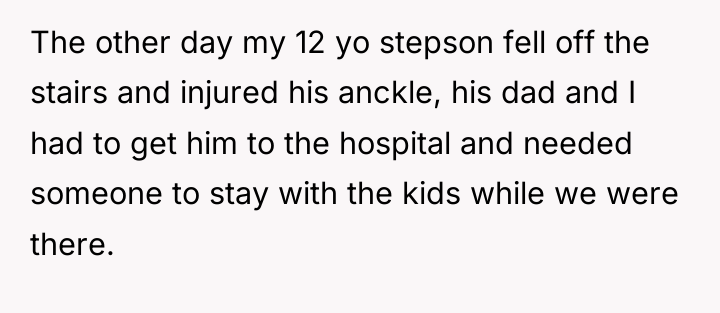 The other day my 12 yo stepson fell off the...