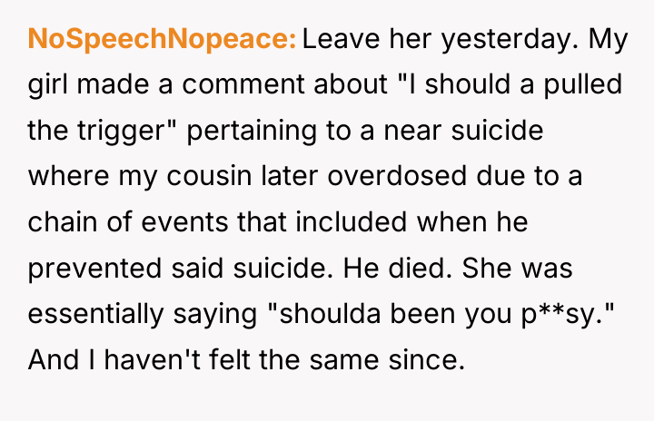 NoSpeechNopeace Leave her yesterday. My girl made a comment about...
