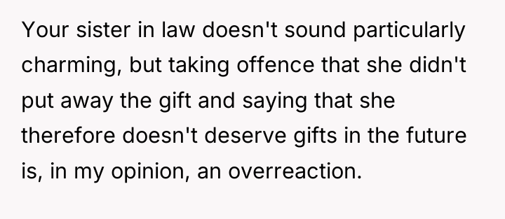 Your sister in law doesn't sound particularly charming, but taking...