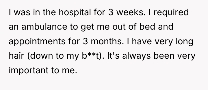 I was in the hospital for 3 weeks. I required...