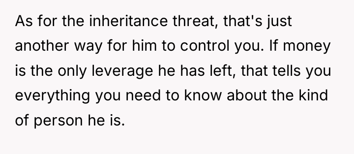 As for the inheritance threat, that's just another way for...