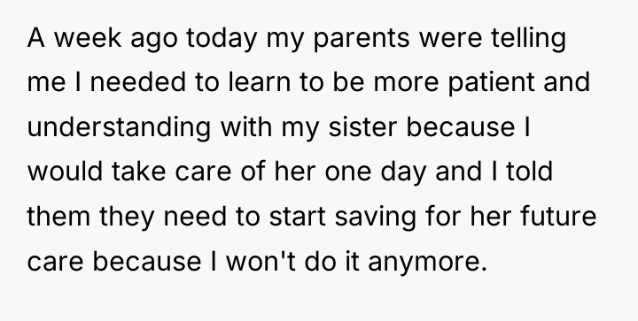 A week ago today my parents were telling me I...